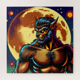 Comic Book Style Werewolf vor Vollmond Puzzle