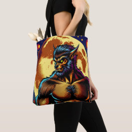 Comic Book Style Werewolf vor Vollmond Tasche