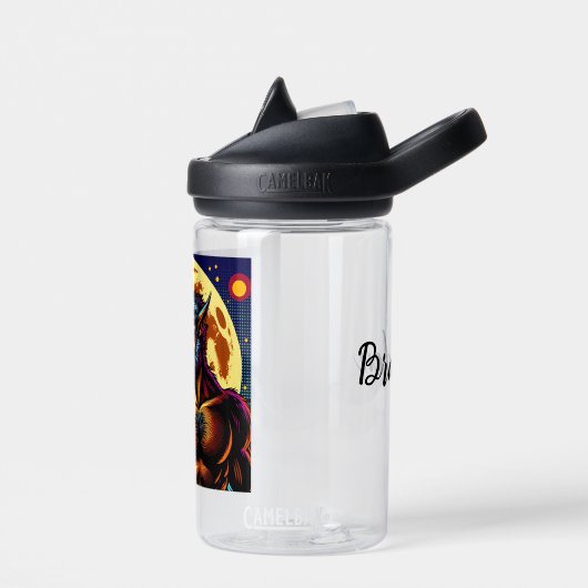 Comic Book Style Werewolf vor Vollmond Trinkflasche (Links)