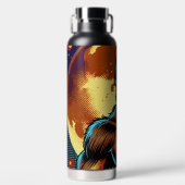 Comic Book Style Werewolf vor Vollmond Trinkflasche (Vorderseite)