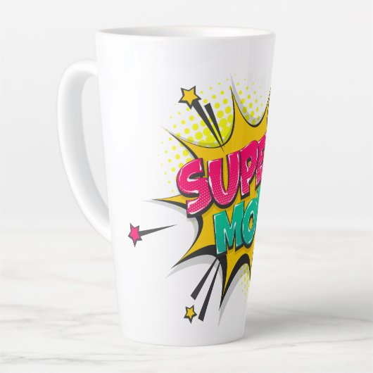 Comic Book Super Mama Latte Tasse (Linke Ecke)