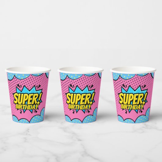 Comic-Book-Superheldin Geburtstag  Pappbecher (Multi)