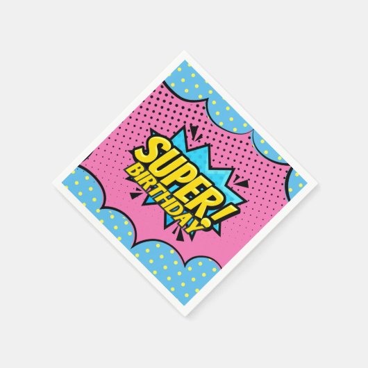 Comic-Book-Superheldin Geburtstag Serviette (Ecke)