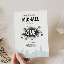 Comic Book Superhero 1. Geburtstag Einladung