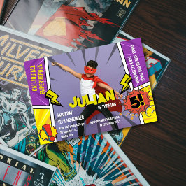 Comic Book Superhero 5th Boys Geburtstag Einladung