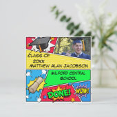 Comic Book Superhero Abschluss Einladung (Stehend Vorderseite)