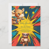 Comic Book Superhero Boy Babydusche Einladung (Vorderseite)