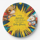 Comic Book Superhero Boy Babydusche Pappteller (Vorderseite)