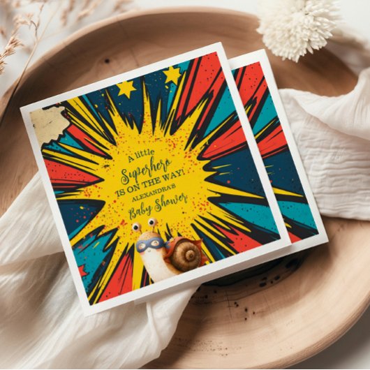 Comic Book Superhero Boy Babydusche Serviette