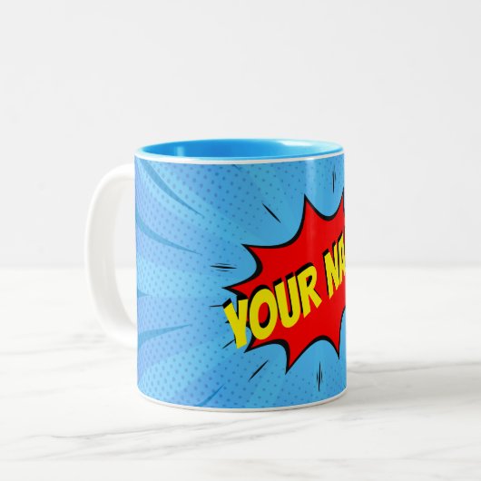 Comic Book Superhero Custom Zweifarbige Tasse (Vorderseite Links)
