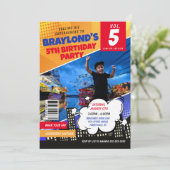 Comic Book Superhero Einladung zum Geburtstag (Stehend Vorderseite)