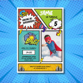 Comic Book Superhero Einzigartiges Foto Junge Gebu Einladung