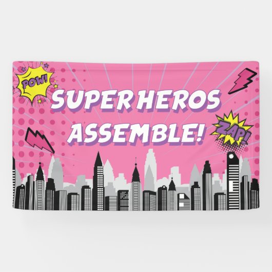 Comic Book Superhero Einzigartiges Mädchen Geburts Banner (Horizontal)