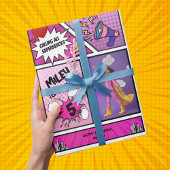 Comic Book Superhero Einzigartiges Mädchen Geburts Geschenkpapier