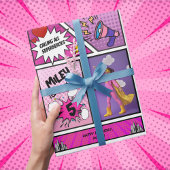 Comic Book Superhero Einzigartiges Mädchen Geburts Geschenkpapier
