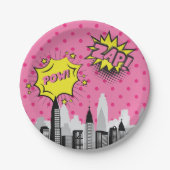 Comic Book Superhero Einzigartiges Mädchen Pappteller (Vorderseite)