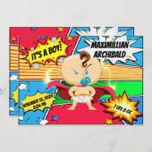 Comic Book Superhero Geburtserklärung Ankündigung (Vorne/Hinten)