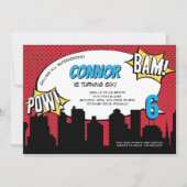 Comic Book Superhero Geburtstagsparty Einladung (Vorderseite)