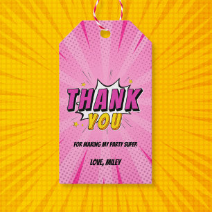 Comic Book Superhero Girl Pink Geburtstag Vielen D Geschenkanhänger