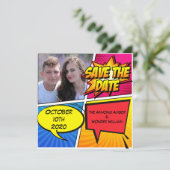 Comic Book Superhero Save the Date (Stehend Vorderseite)