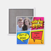 Comic Book Superhero Save the Date Magnet (Vorderseite/Rückseite)