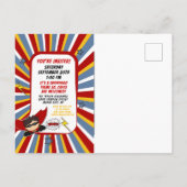 Comic Book Superhero Styled Geburtstagsparty Einladungspostkarte (Rückseite)