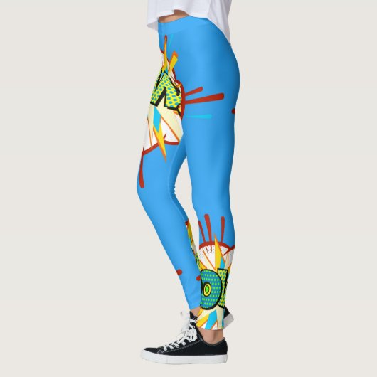 Comic Book Superhero Text POW Farbige Leggings (Links)