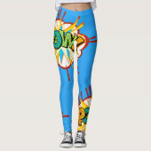 Comic Book Superhero Text POW Farbige Leggings (Vorderseite)