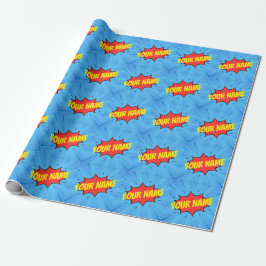 Comic Book Superherry Blue Red Yellow Geschenkpapier