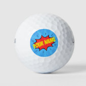 Comic Book Superherry Blue Red Yellow Golfball (Vorderseite)