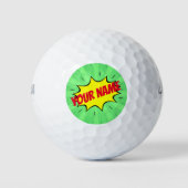 Comic Book Superherry Green Yellow Golfball (Vorderseite)