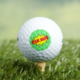 Comic Book Superherry Green Yellow Golfball