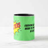Comic Book Superherry Green Yellow Tasse (Zentrum)