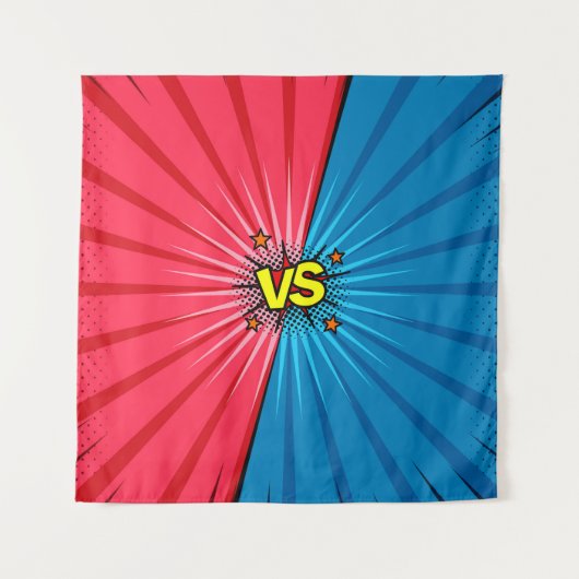 Comic book versus background, classic pop-art styl wandteppich (Vorderseite)