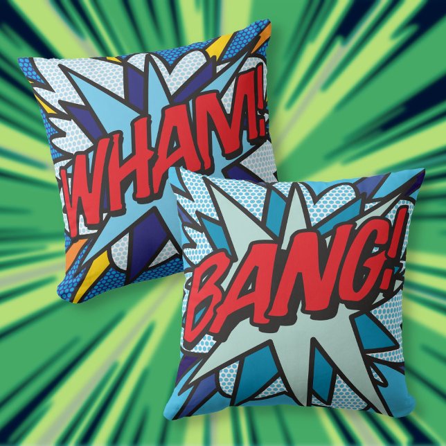 Comic Book WHAM! BANG! Kissen (Cool Modern Comic Book WHAM BANG Throw Pillow)