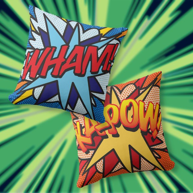 Comic Book WHAM! KA-POW! Kissen (Comic Book WHAM KA-POW Modern Fun Throw Pillow)