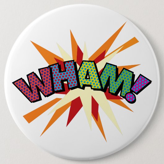 Comic Book WHAM Modern Fun Colorful Button (Vorderseite)