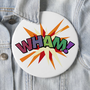 Comic-Book-WHAM Moderne lustige Farben Button