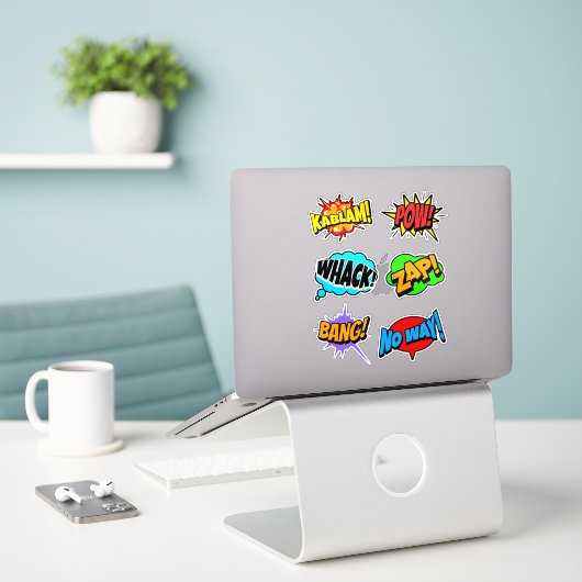 Comic-Book-Wörter Aufkleber (Laptop auf Schreibtisch)