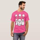 Comic Bowling Ängstliche Bowling Pins Lustiger Spo T-Shirt (Vorne ganz)