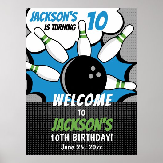 Comic Bowling party for Kids Poster (Vorne)