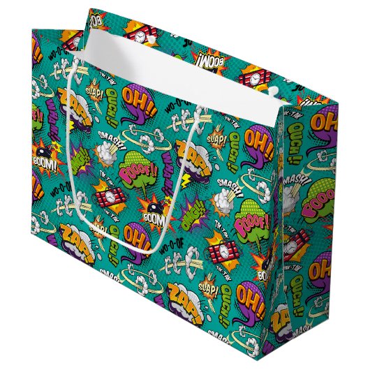 Comic Bubbles Große Geschenktüte (Vorderseite Schrägansicht)