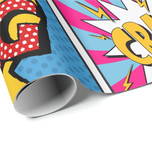 Comic Bubbles Set. Ausdrücke Bom, Cool, Pow, Oop Geschenkpapier (Rolleneckpunkt)