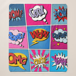 Comic Bubbles Set. Ausdrücke Bom, Cool, Pow, Oop Sherpadecke