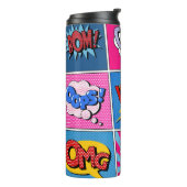 Comic Bubbles Set. Ausdrücke Bom, Cool, Pow, Oop Thermosbecher (Nach links gedreht)