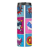 Comic Bubbles Set. Ausdrücke Bom, Cool, Pow, Oop Thermosbecher (Rückseite)