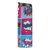 Comic Bubbles Set. Ausdrücke Bom, Cool, Pow, Oop Thermosbecher (Nach rechts gedreht)