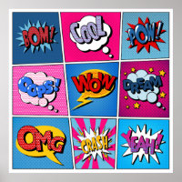 Comic Bubbles Set. Bom, Cool, Pow, Oop