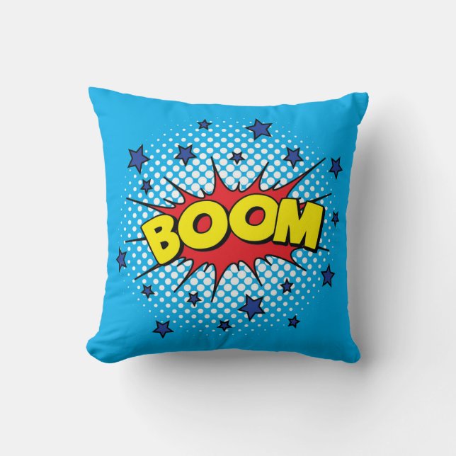 Comic-Buch-Art bunter BOOM Kissen (Vorderseite)