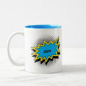 Comic-Buch-Art-buntes Namensblau Zweifarbige Tasse (Links)